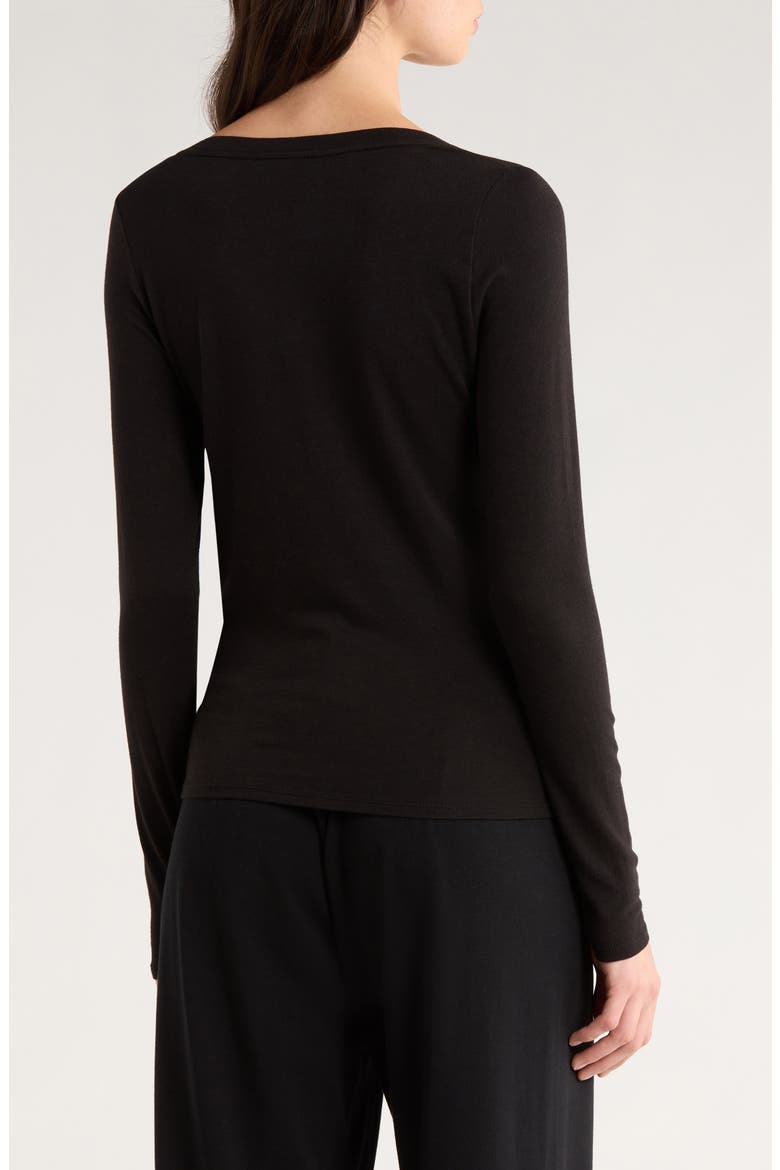V-Neck Long Sleeve T-Shirt, Alternate, color, BLACK