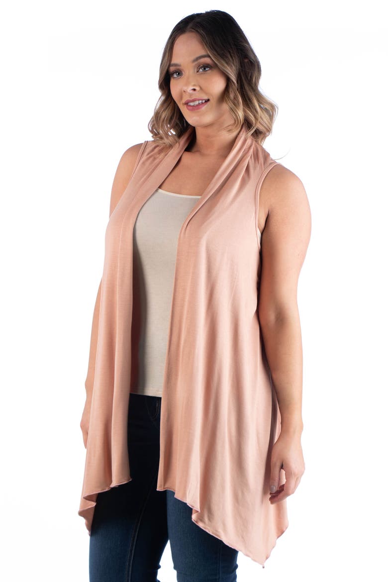 Open Front Sidetail Stretch Vest, Alternate, color, NUDE