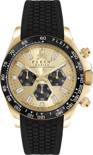 PHILIPP PLEIN Nobile Chronograph Silicone Strap Watch, 43mm