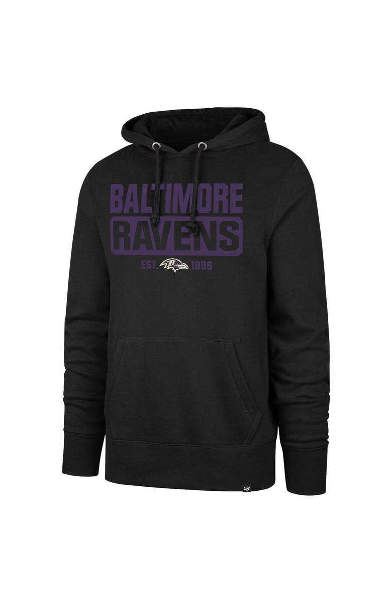 '47 Men's '47 Black Baltimore Ravens Box Out Headline Pullover Hoodie, Alternate, color, 