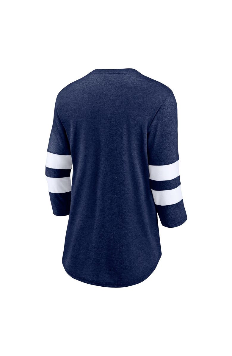 FANATICS Women's Fanatics Branded Heather Deep Sea Blue Seattle Kraken Special Edition 2.0 Barn Burner 3/4 Sleeve T-Shirt, Alternate, color, Heather Navy