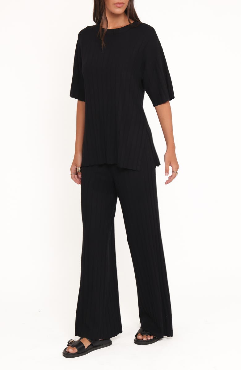 Petal & Pup Alix Ribbed Sweater & Pants Set, Alternate, color, Black