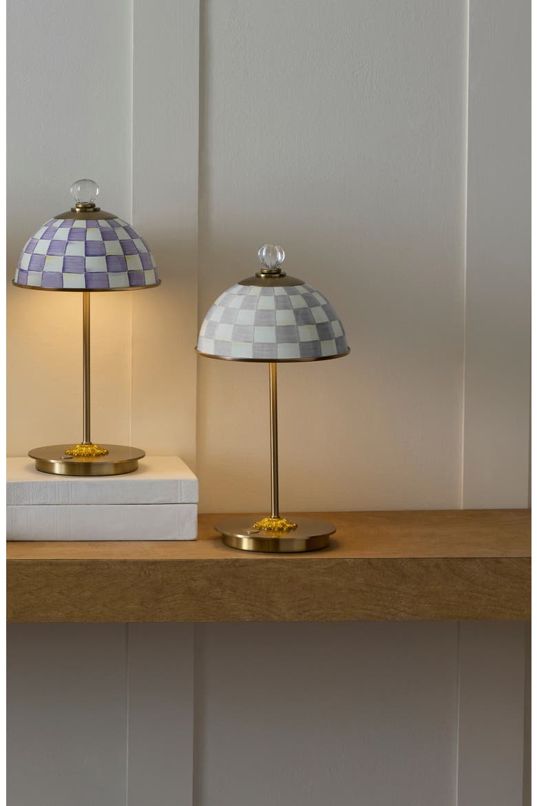 Sterling Check LED Rechargeable Dome Table Lamp, Alternate, color, STERLING