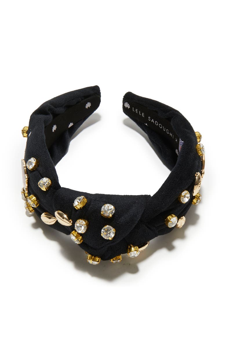 Lele Sadoughi Cincinnati Bengals Embellished Knotted Headband, Alternate, color, Jet 001