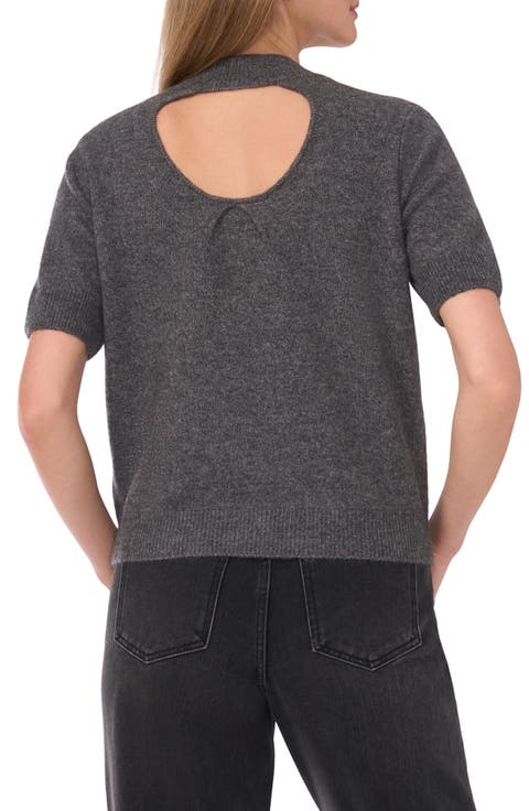 Mock Neck Short Sleeve Sweater