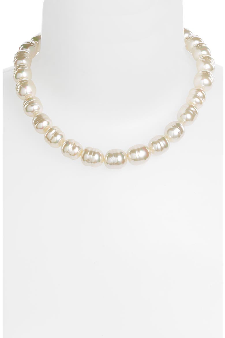 14mm Baroque Pearl Necklace, Alternate, color, WHITE/ GOLD