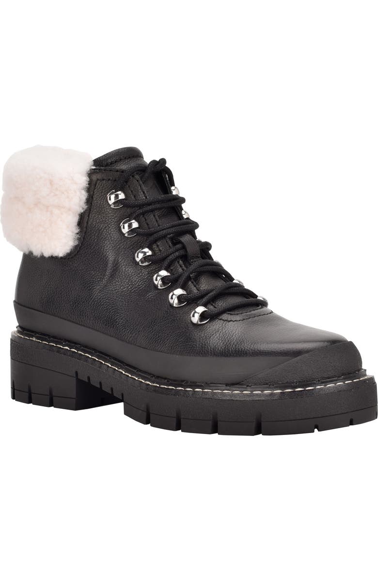 Marc Fisher LTD Cade Genuine Shearling Cuff Lace-Up Boot, Main, color,