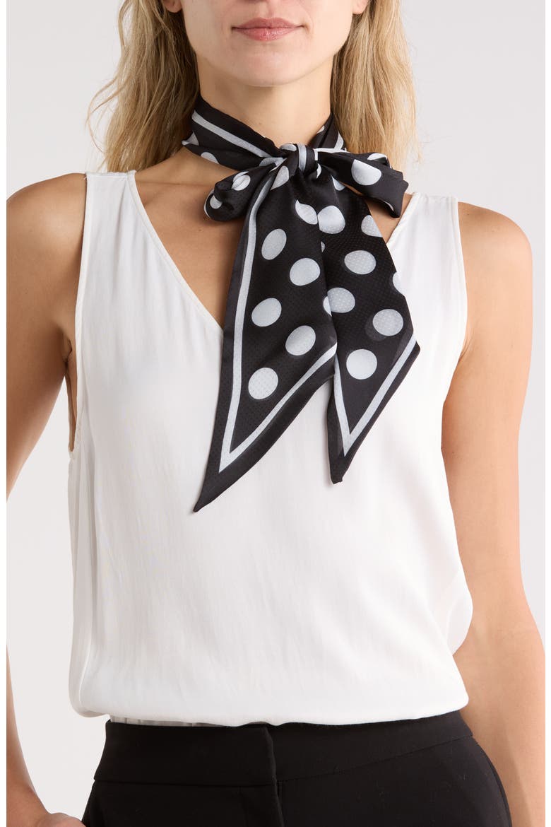 Polka Dot Slim Scarf, Main, color, BLACK WHITE