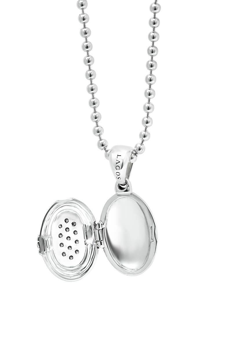 Beloved Diamond Oval Locket Necklace, Alternate, color, SILVER