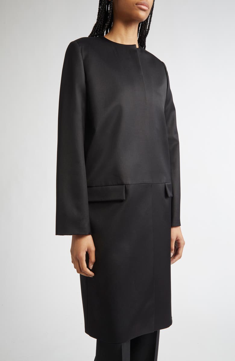 TOTEME Collarless Chintz Coat, Alternate, color, Black