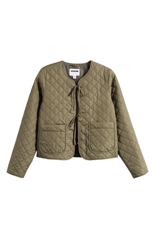 Shop Noisy May Bow Diamond Quilted Liner Jacket In Kalamata