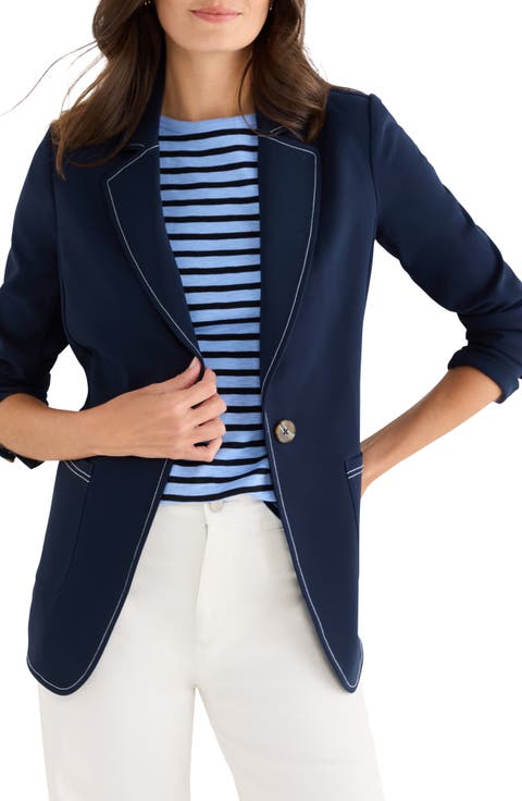 Topstitch Detail Stretch Blazer