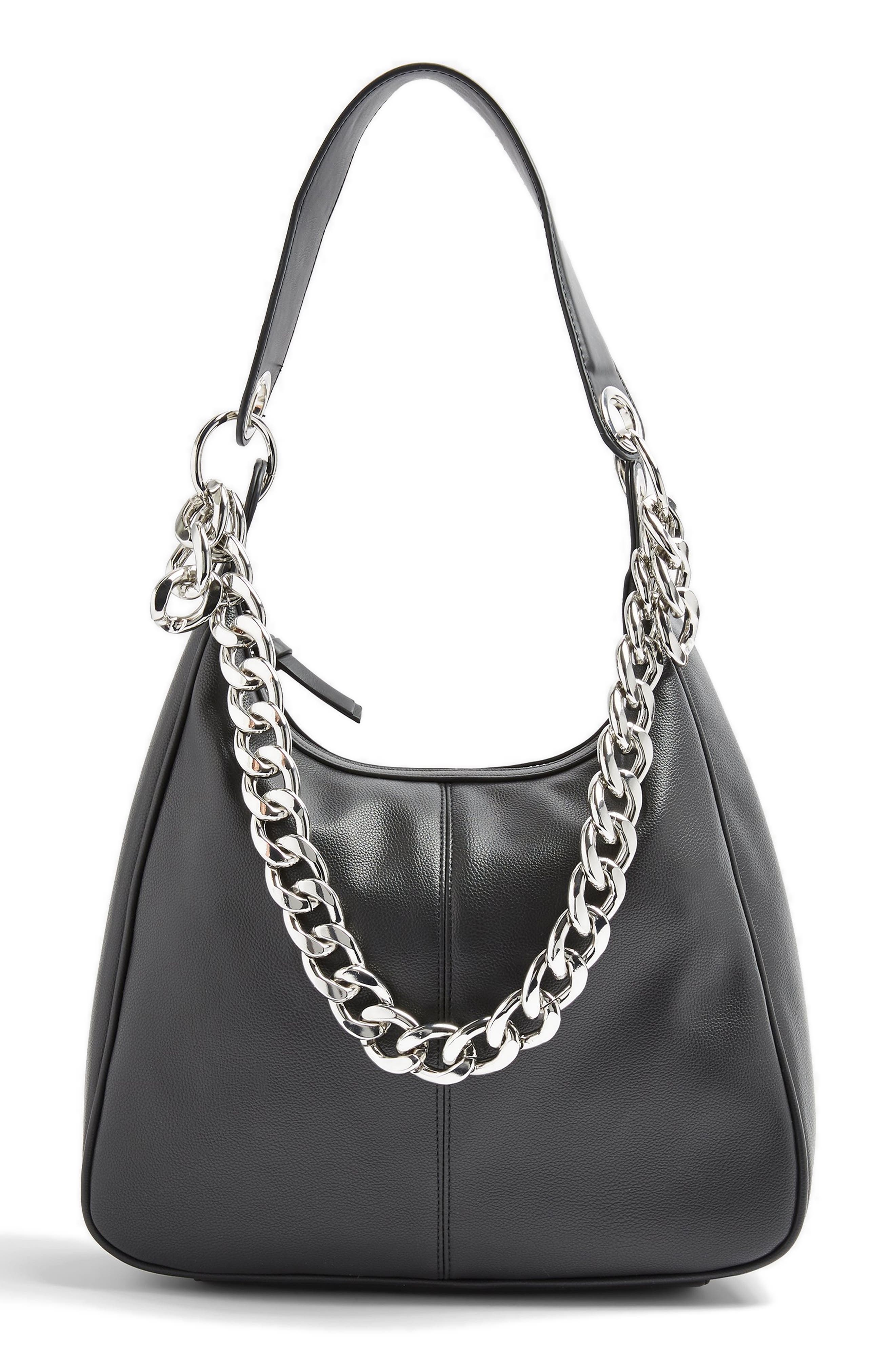 Chunk Chain Hobo Bag, Main, color, BLACK