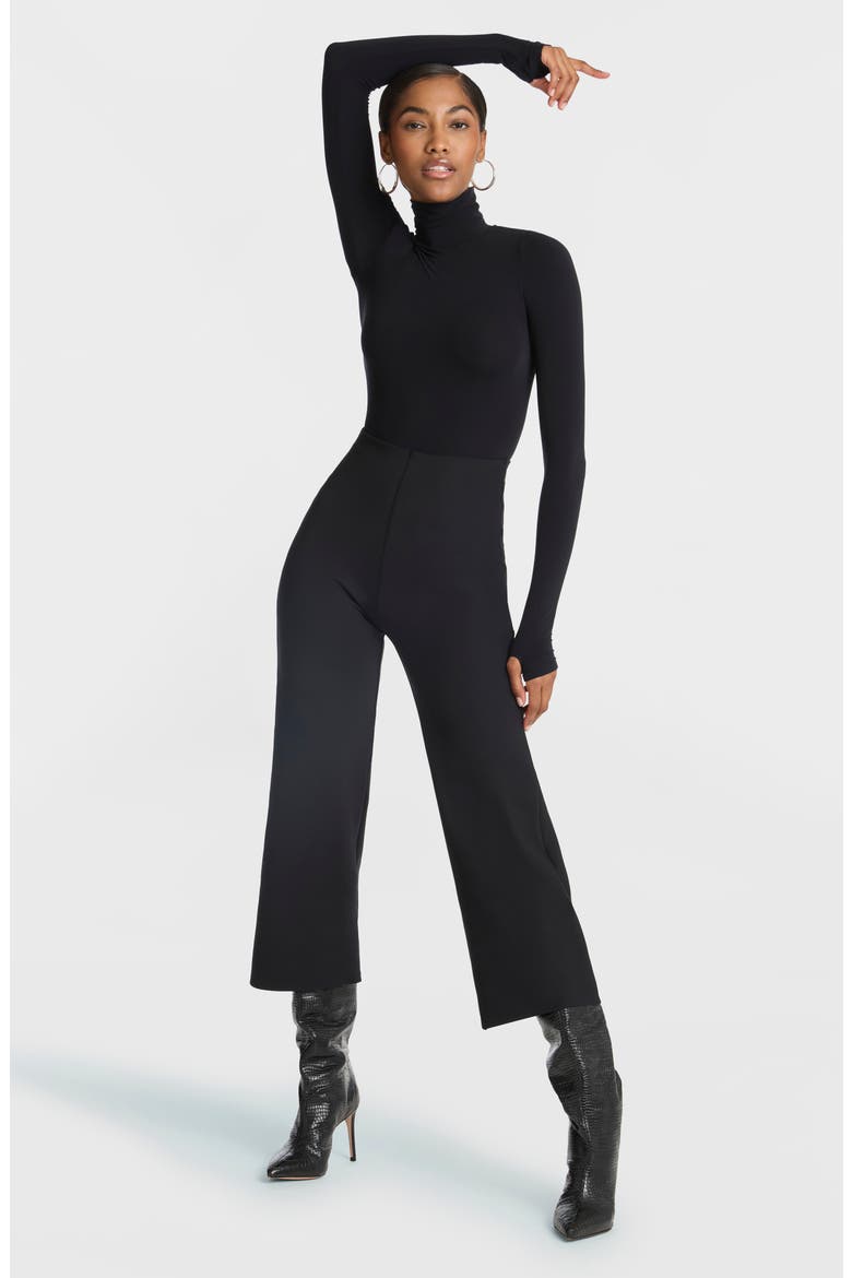Neoprene Crop Wide Leg Pants, Alternate, color, BLACK