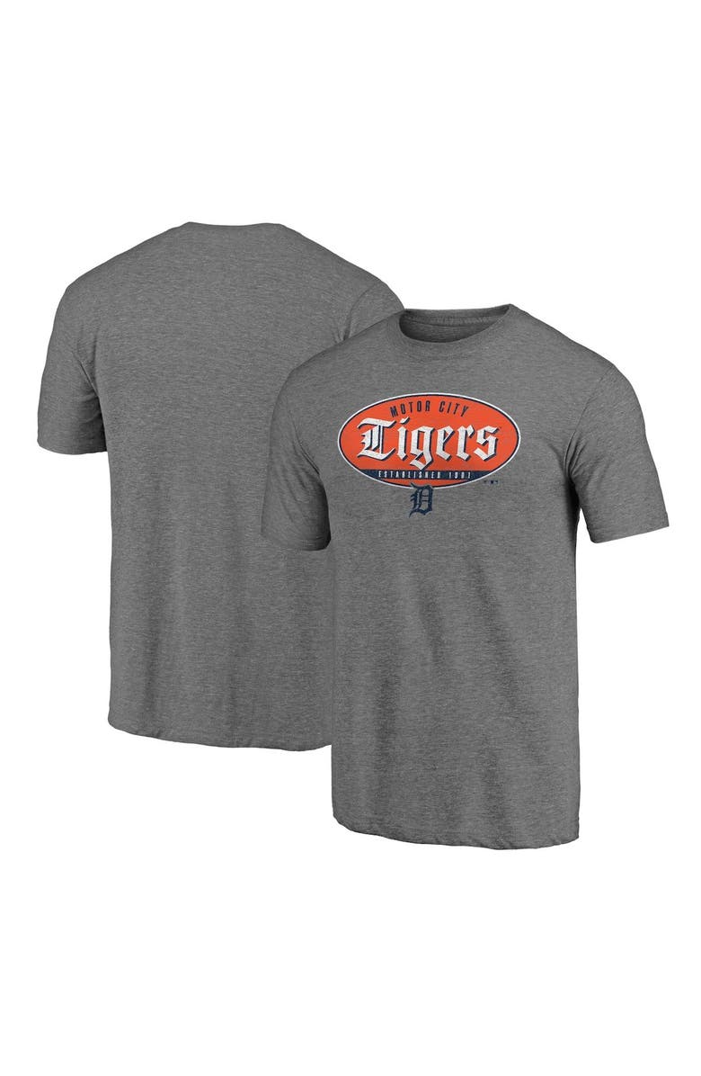 FANATICS Men's Fanatics Branded Heathered Gray Detroit Tigers Hometown Collection Oil Can Tri-Blend T-Shirt, Main, color, 