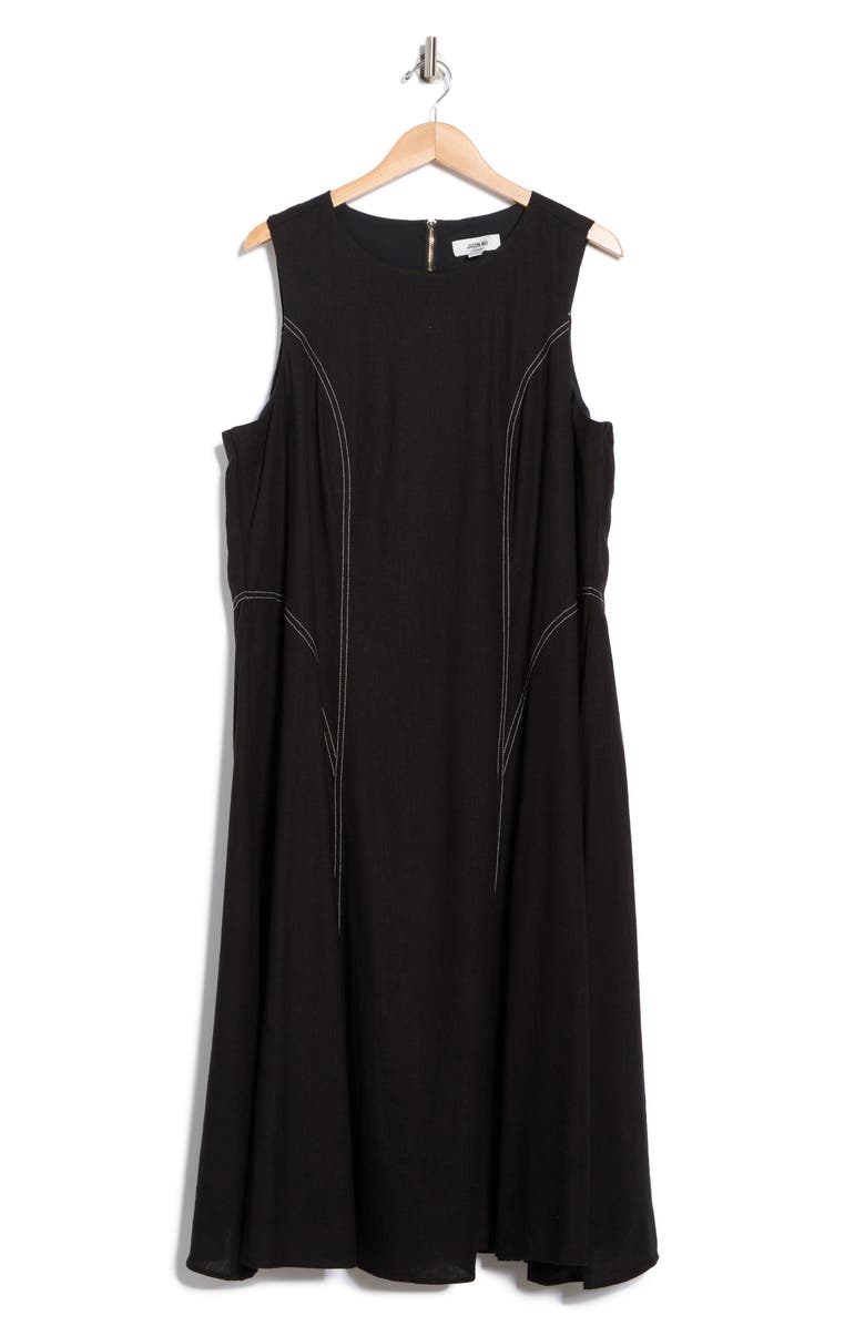 JASON WU Topstitched Sleeveless Linen Blend Dress, Alternate, color,