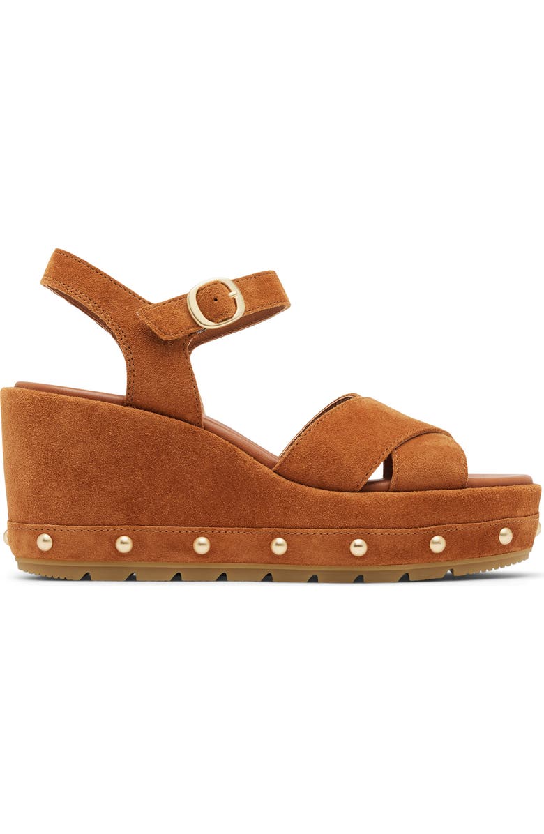 SOREL Sunpeak Ankle Strap Platform Wedge Sandal, Alternate, color, Iced Tea/ Gum