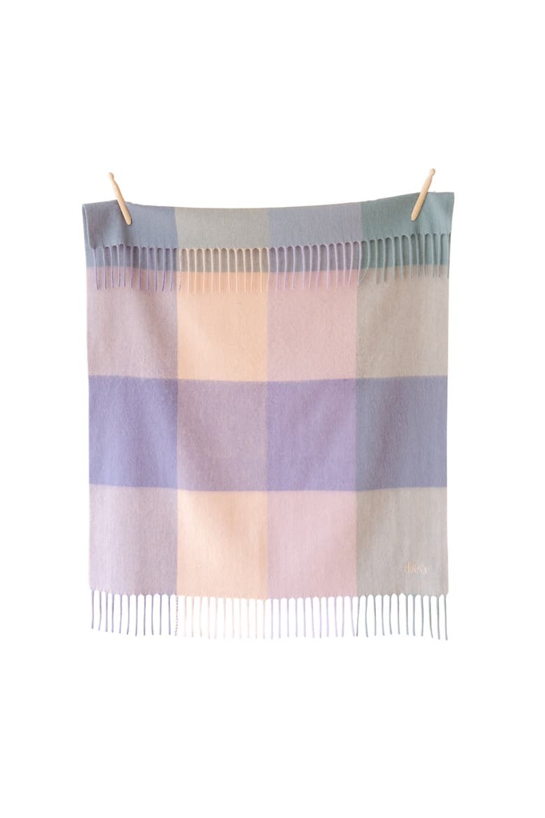 Lambswool Geometric Baby Blanket, Main, color, Lilac Block Check