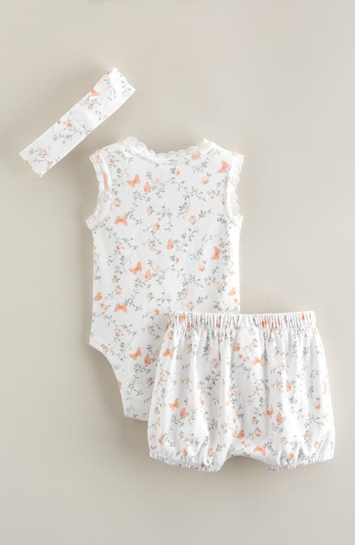 Nordstrom Lace Trim Bodysuit, Shorts & Headband Set In White