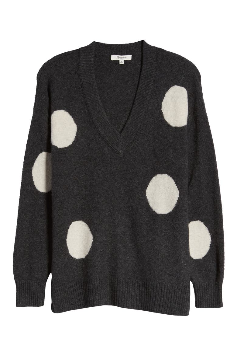 Dotted Bartlett V-Neck Pullover Sweater, Alternate, color, HEATHER CHARCOAL