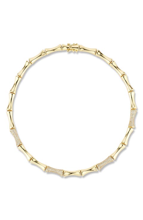 Bamboo Cubic Zirconia Necklace