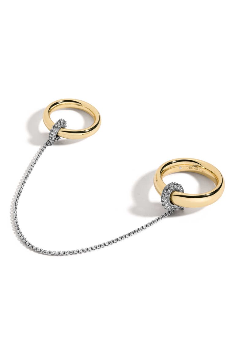 Essex Two-Finger Ring, Alternate, color, GOLD/ HEM/ CRYSTAL
