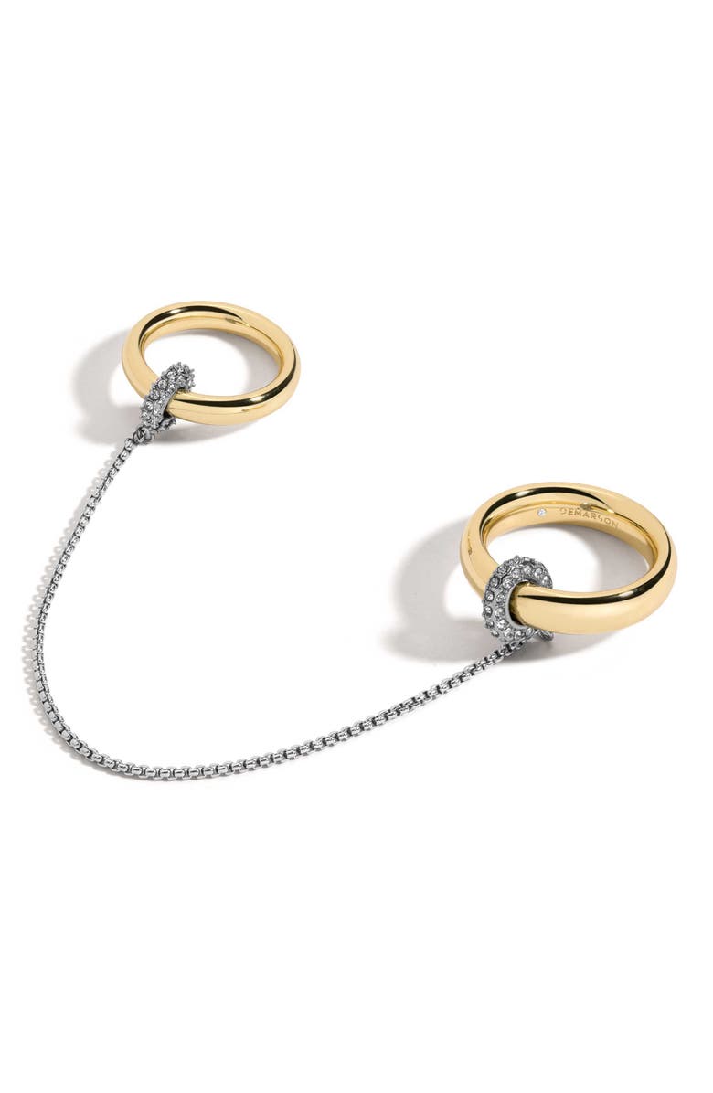 DEMARSON Essex Two-Finger Ring, Alternate, color, Gold/ Hem/ Crystal
