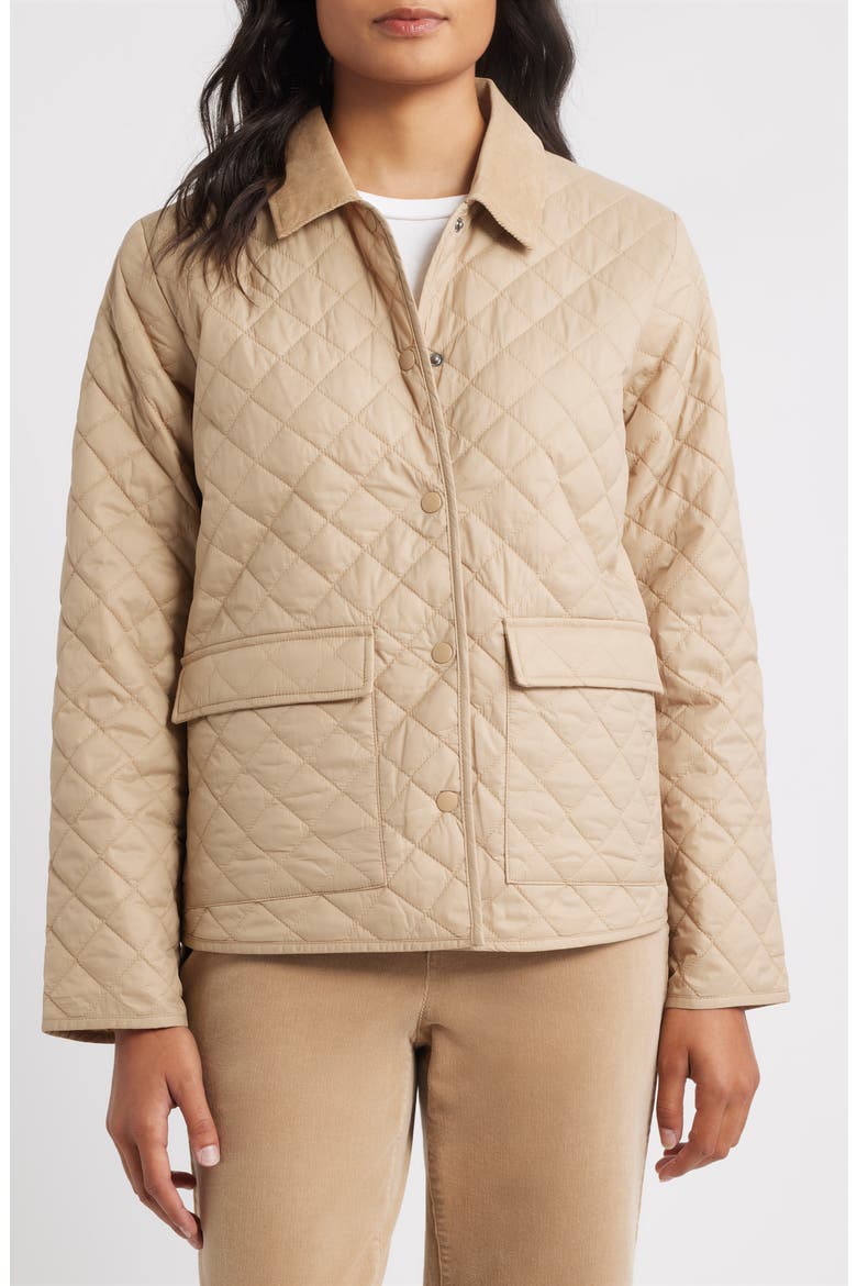 Corduroy Collar Quilted Jacket, Alternate, color, BISCU