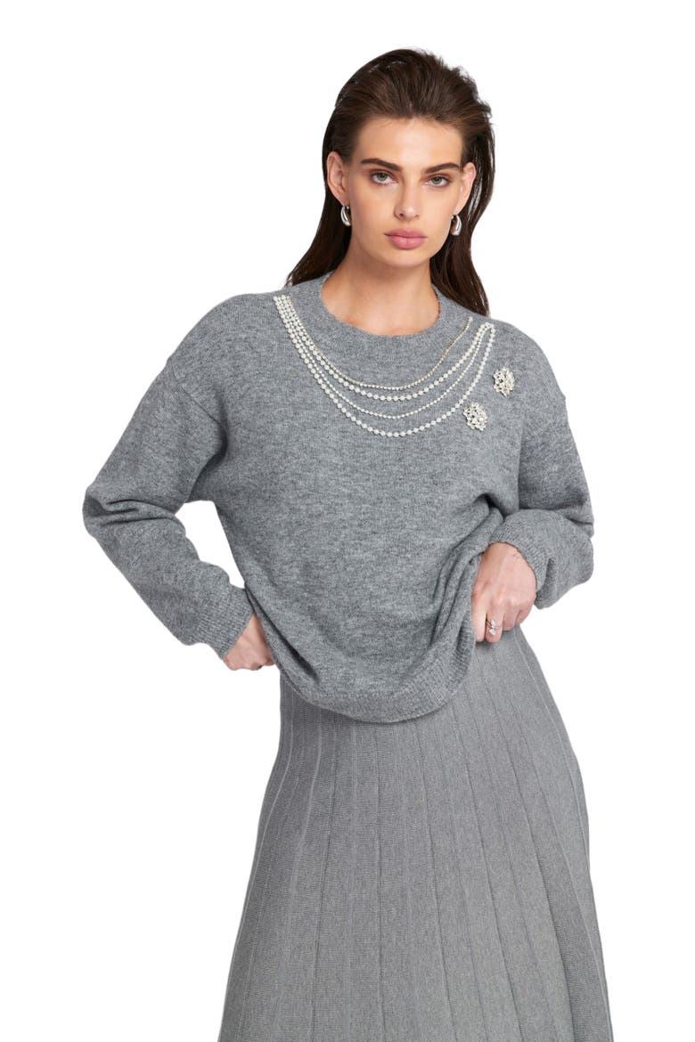 Embellished Sweater Pullover, Alternate, color, Grey