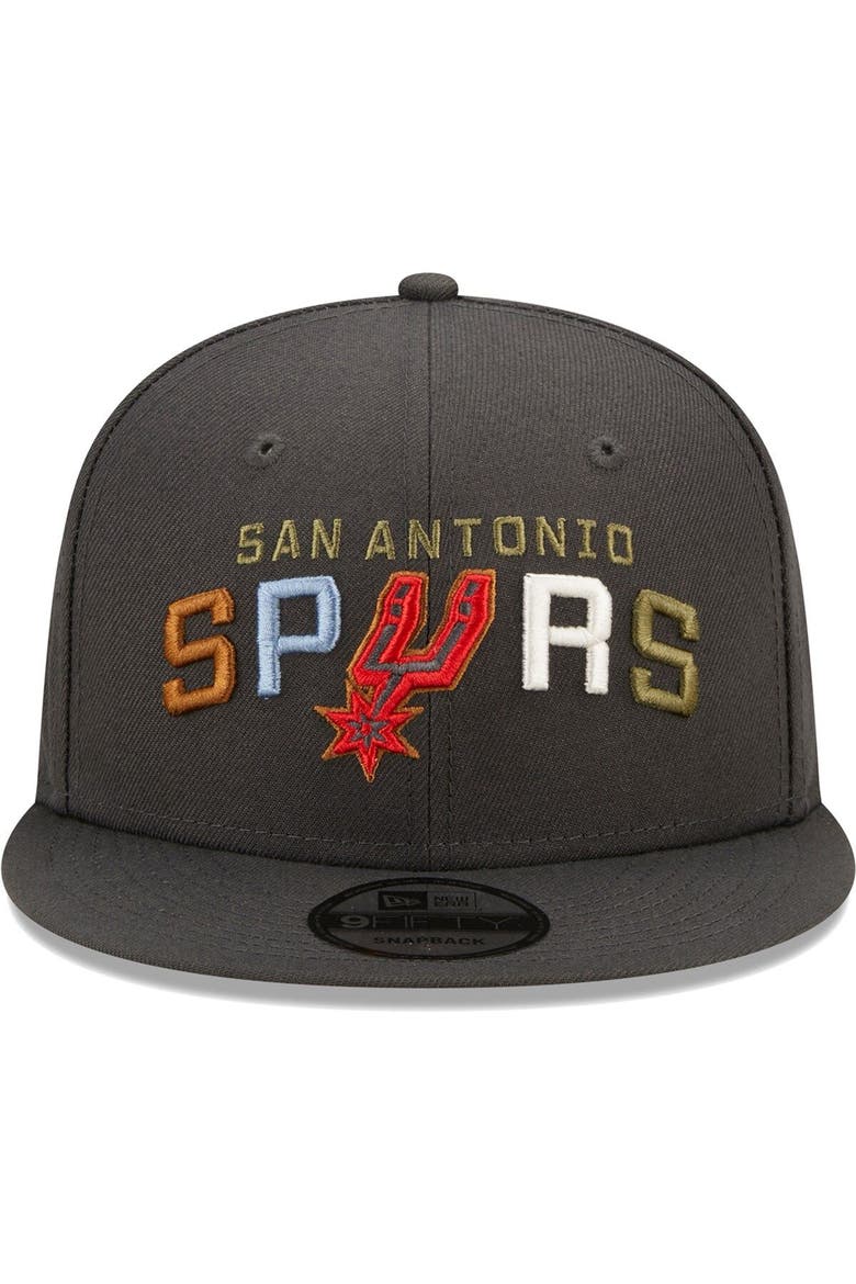 Men's New Era Charcoal San Antonio Spurs Color Pack Multi 9FIFTY Snapback Hat, Alternate, color, Charcoal