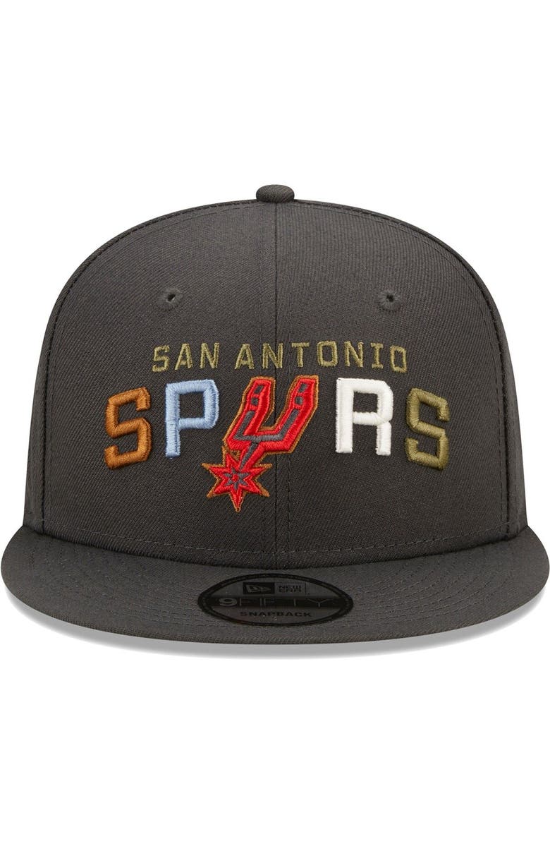New Era Men's New Era Charcoal San Antonio Spurs Color Pack Multi 9FIFTY Snapback Hat, Alternate, color,