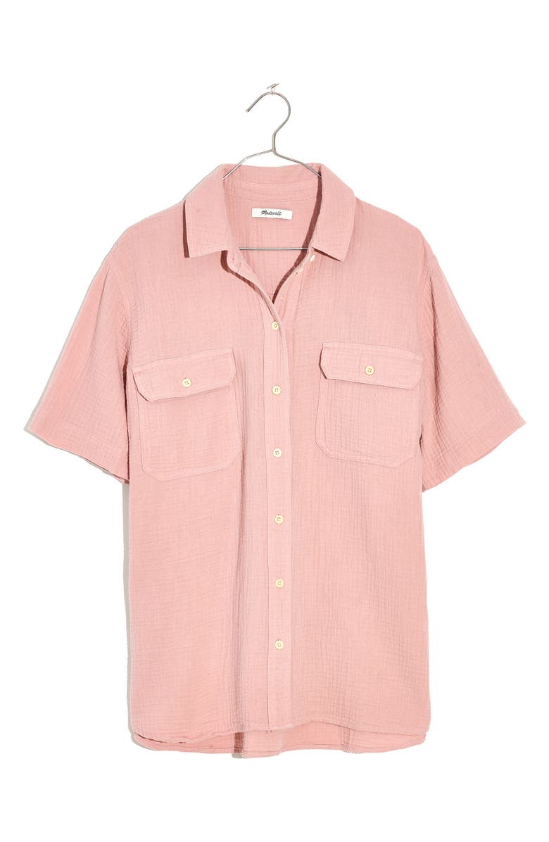 Madewell Lightspun Flap Pocket Short Sleeve Button-Up Shirt, Alternate, color, Wisteria Dove