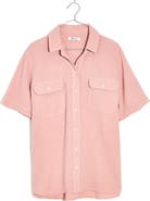 Madewell Lightspun Flap Pocket Short Sleeve Button-Up Shirt