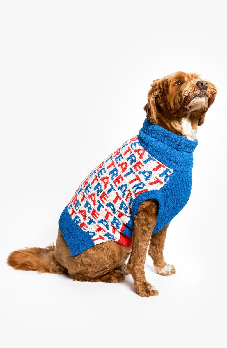 the furryfolks Treat Turtleneck Pet Sweater, Alternate, color, Blue