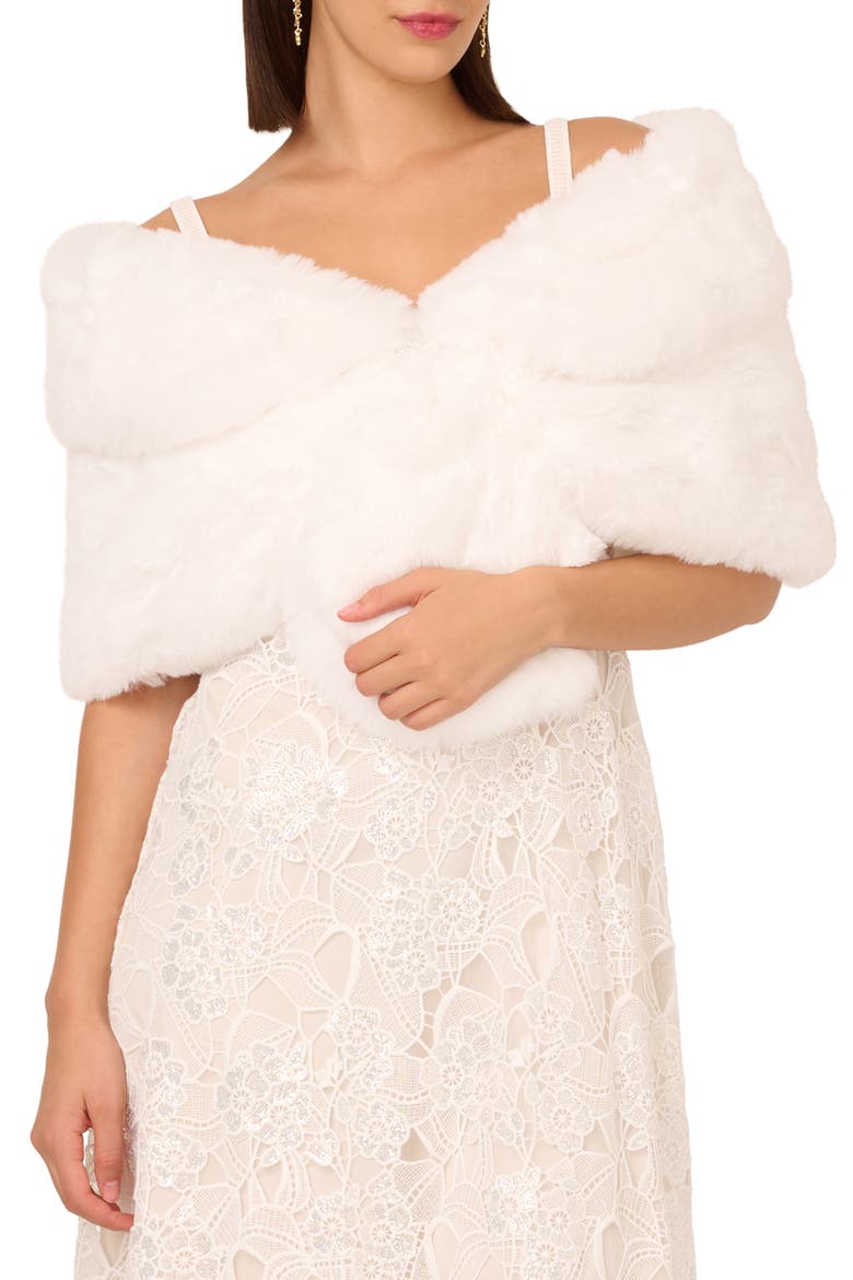 Faux Fur Coverup Caplet, Main, color, IVORY