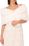 Adrianna Papell Faux Fur Coverup Caplet