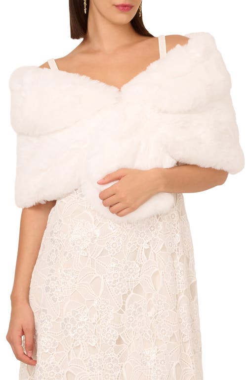 Adrianna Papell Crystal Faux Fur Wrap Capelet In Neutral