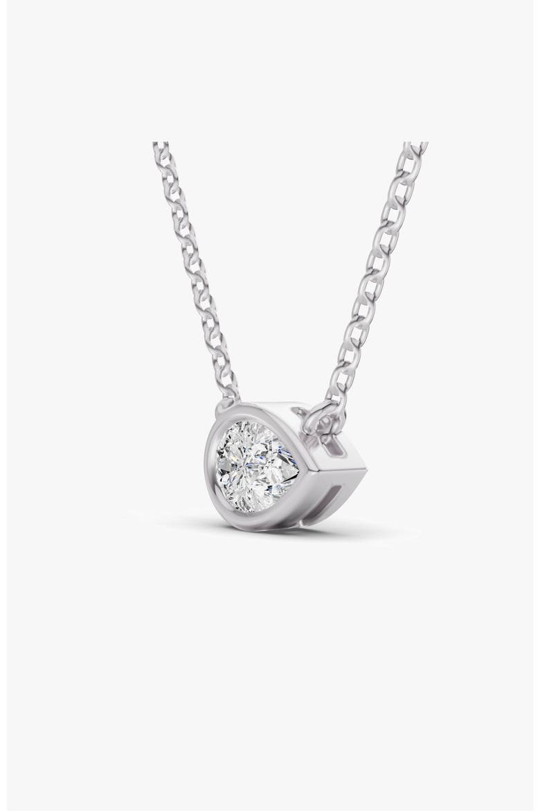 14K Gold 0.75 ct Lab-Grown Pear Diamond Bezel Solitaire Pendant, Alternate, color, White Gold