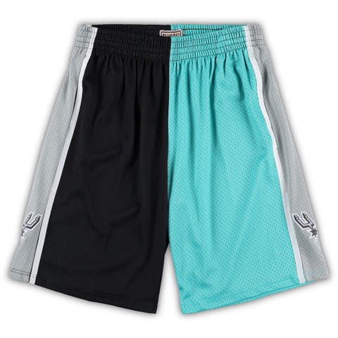 Men's Mitchell & Ness Black/Teal San Antonio Spurs Big & Tall Hardwood Classics Split Swingman Shorts