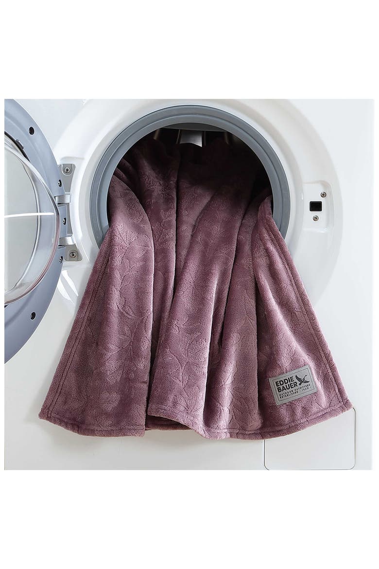 Woodblock Floral Fleece Throw, Alternate, color, PURPLE