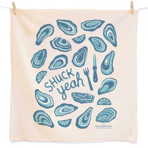 The Neighborgoods Oysters Dish Towel + Sponge Cloth Gift Set In Blue