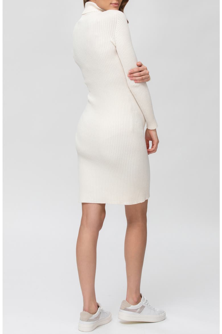 Turtleneck Long Sleeve Rib Maternity Sweater Dress, Alternate, color, NATURAL