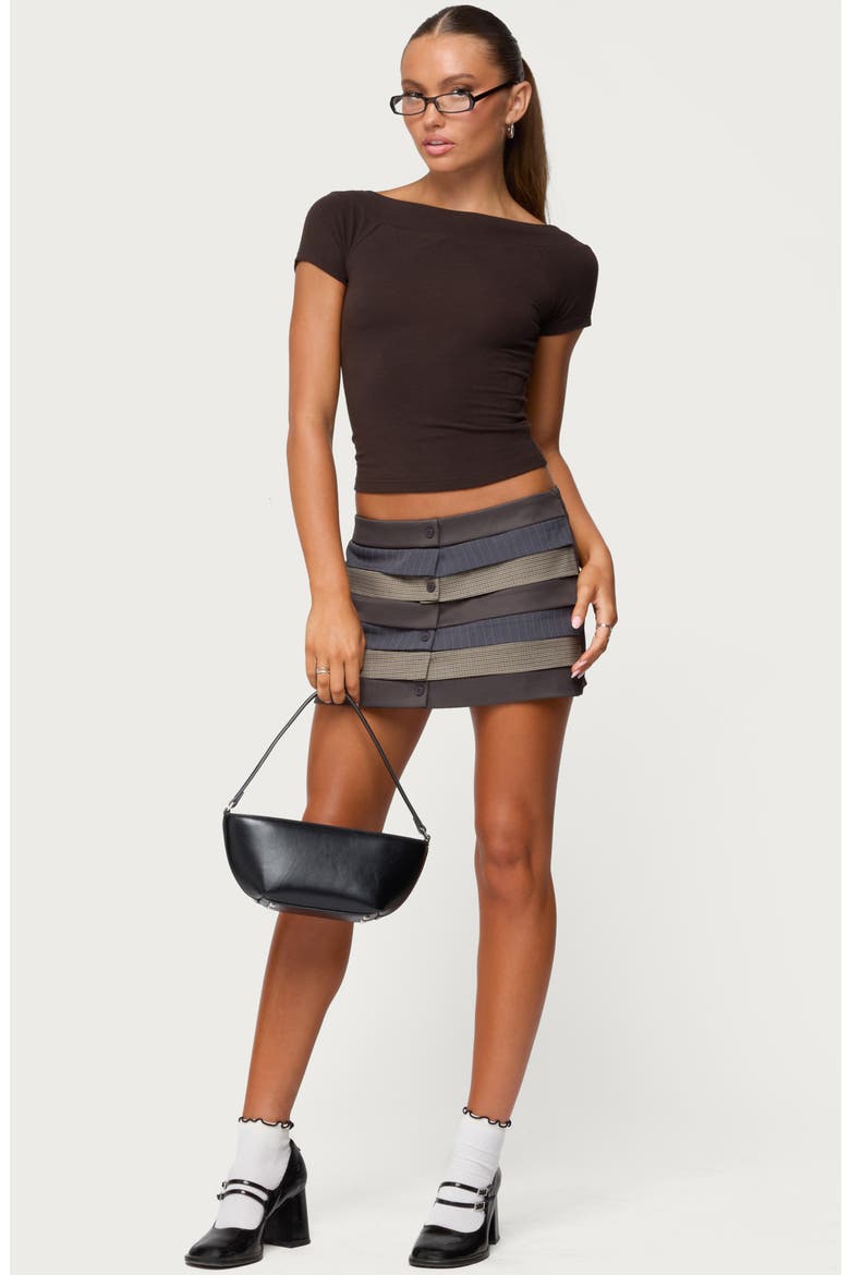 Kezi Mixed Pattern Miniskirt, Alternate, color, DARK-GRAY