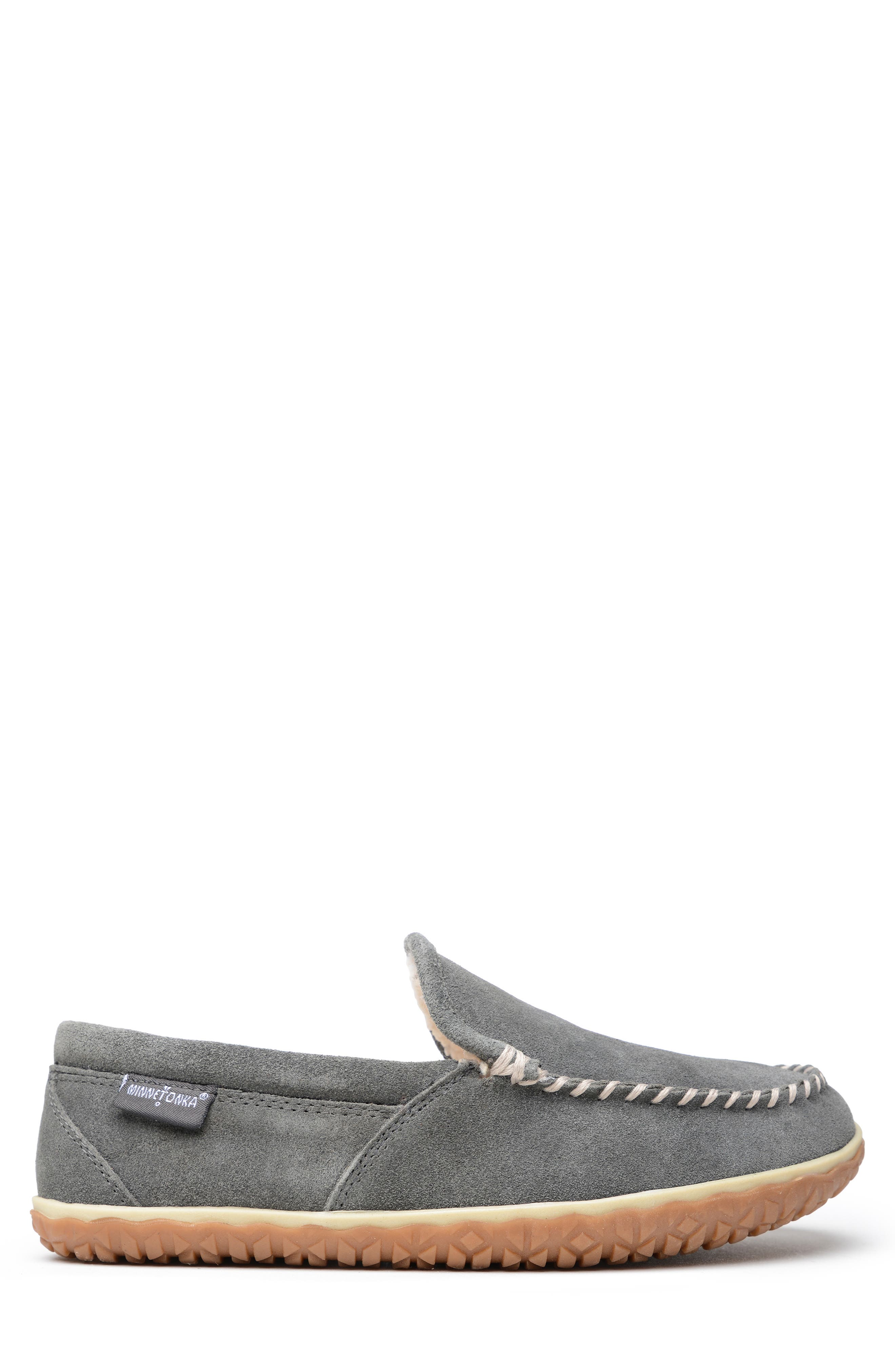 Minnetonka Tilden Faux Shearling Lined Slipper, Alternate, color, Grey