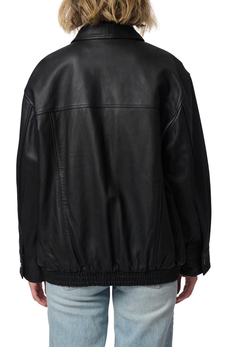 Bernardo Lambskin Leather Longline Bomber Jacket, Alternate, color,