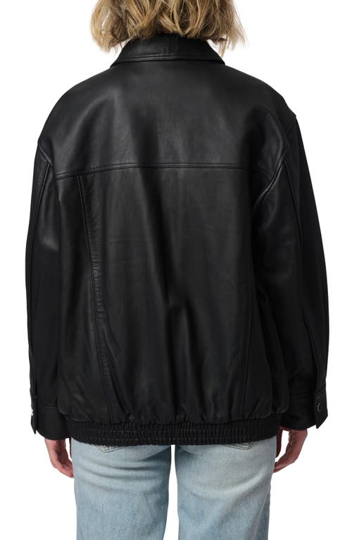 Shop Bernardo Lambskin Leather Longline Bomber Jacket