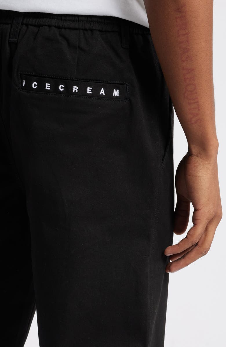ICECREAM Prep Flat Front Twill Drawstring Pants, Alternate, color, Black