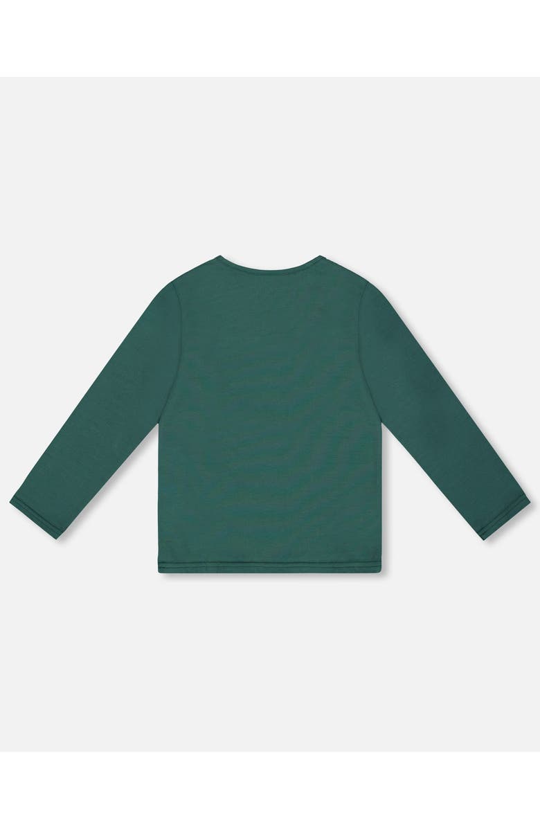 Deux par Deux Girl Organic Cotton Long Sleeve T-Shirt, Alternate, color, Dark Green
