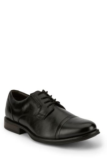 Dockers Mens Echo Synthetic Leather Cap Toe Dress Oxford Lace Up Shoe In Black