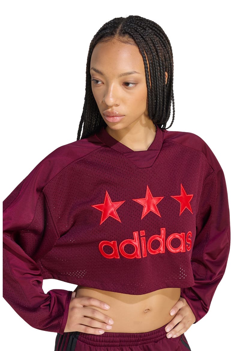 Mesh Cropped Hockey Jersey, Alternate, color, MAROON